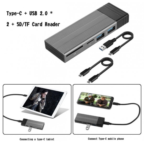 M2 NVME NGFF Box with 4 in 1 USB Hub