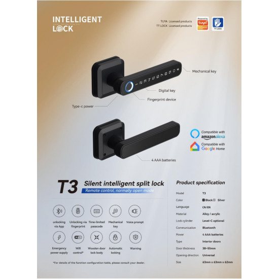 T1 T2 T3 Intelligent Smart Lock