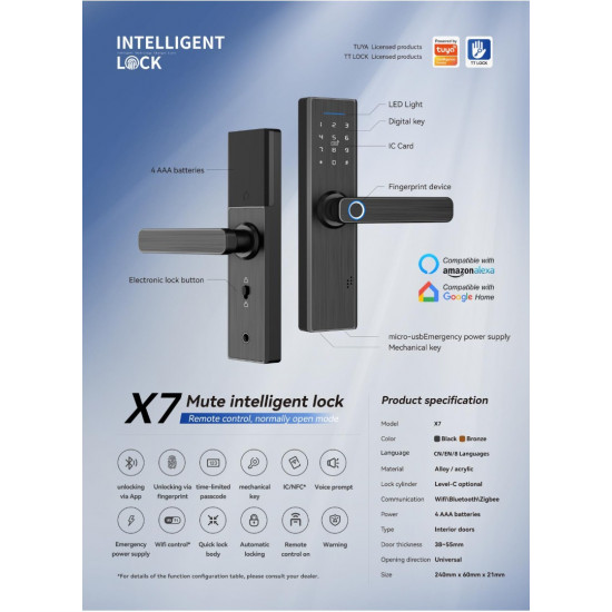 X2 X3 X5 X6 X7 Intelligent Smart Lock